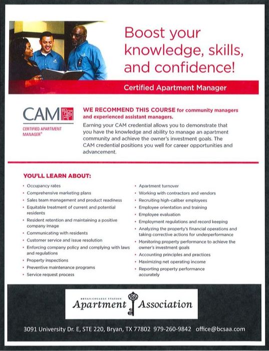 BCSAA - Certified Apartment Manager
